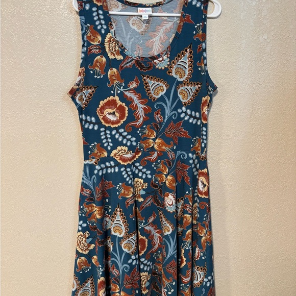 LuLaRoe Dresses & Skirts - LuLaRoe Floral Midi Dress - Blue and Brown